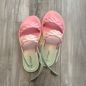 Pink and Cream Braided Sandals
